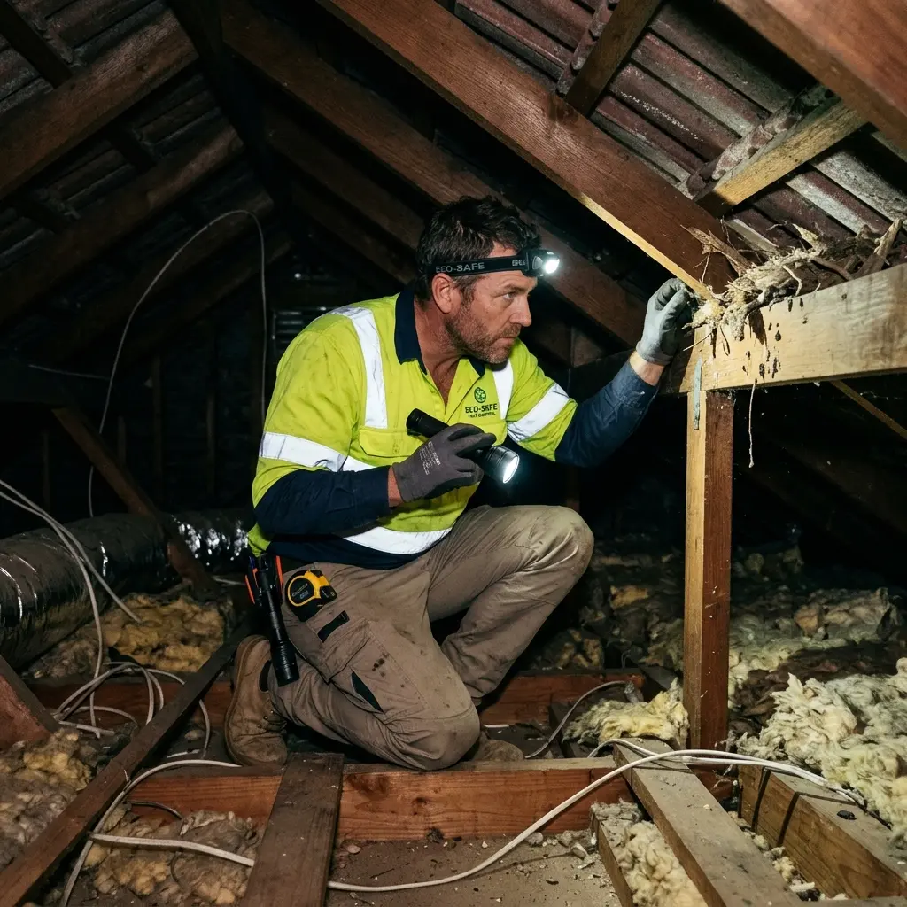 Technician using detection equipment to locate a dead rat inside a Ballan wall cavity